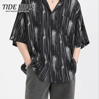 Tide BEAR Nhật Bản Thiết kế thiểu số Thương hiệu thời trang High Street Beach Light Áo thun