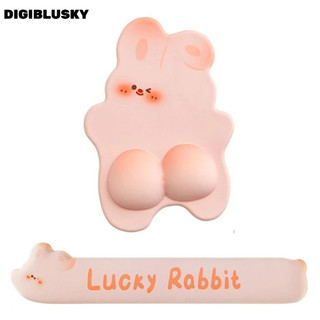  DIGIBLUSKY Miếng lót chuột cổ tay mông thỏ may mắn màu hồng + Bộ bàn phím Miếng đệm cổ tay chuột + Bộ hỗ trợ bàn phím 
