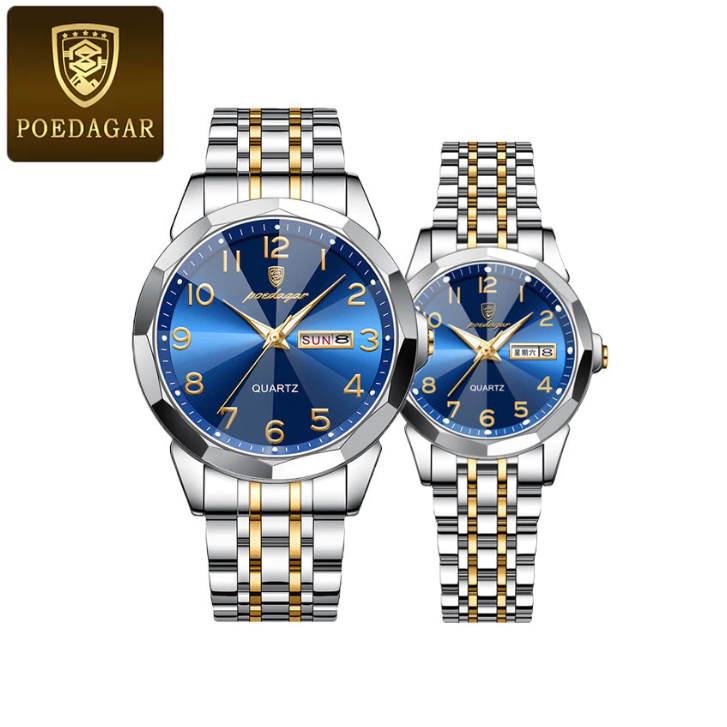 Cặp Đồng Hồ Cặp Đôi Đồng Hồ Cặp Đôi Đồng Hồ Cặp Đôi Chính Hãng POEDAGAR Đồng Hồ Nam Thép Không Gỉ Đồng Hồ Nữ Số Ả Rập Kim Loại Sang Trọng Đồng Hồ Trung Niên Quà Tặng Kỷ Niệm Đám Cưới Lịch Dạ Quang Chống Thấm Nước Quà Tặng Cha Mẹ POEDAGAR