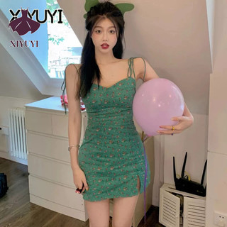 XIYUYI Đầm Hai Dây Họa Tiết Hoa Thời Trang Mùa Hè 2023 Cho Nữ