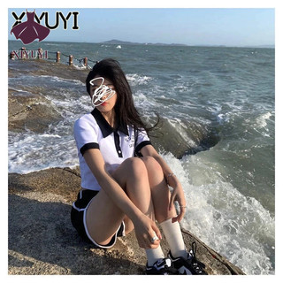 Xiyuyi set áo thun polo ngắn tay và quần short thể thao thời trang cho nữ