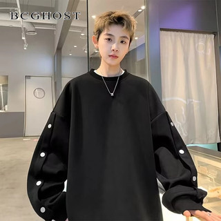 Bcghost Phong Cách Mỹ Rời Đơn Giản Cao Cấp Thời Trang Thiếu Niên Cao Cấp Thương Hiệu Áo Thun Dài Tay