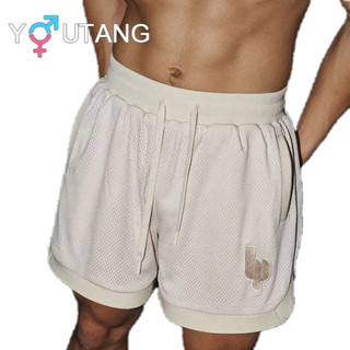 Youtang Mùa hè retro đơn giản thêu quần short thoáng khí Quần short thể thao đường phố cao cấp Mỹ