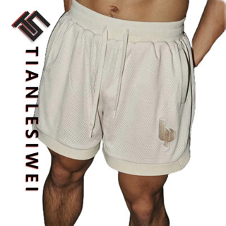 Tianlesiwei Quần short thể thao đường phố cao cấp Mỹ mùa hè retro thêu đơn giản quần short thoáng khí