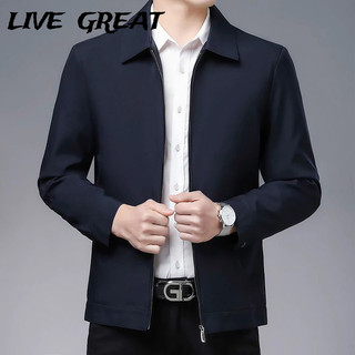  LIVE GREAT Áo Khoác Nam Xuân Thu Hàn Quốc Kinh Doanh Nhẹ Phong Cách Trưởng Thành Rời Cổ Đứng Áo Khoác 
