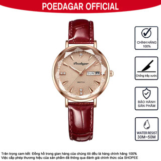 Đồng hồ đeo tay nữ dây da POEDAGAR 312 Đồng hồ nữ Đồng hồ chính hãng Lịch chống nước Đồng hồ thời trang dạ quang