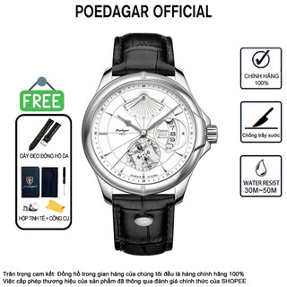 Đồng hồ nam Đồng hồ nam Dây da Đồng hồ POEDAGAR 802 Đồng hồ thời trang hợp thời trang Dây da thật Đồng hồ đeo tay giá rẻ Lịch chống nước