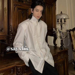 Áo sơ mi nam SAY CHIC, áo cổ đứng có đệm vai mùa hè mỏng, cao cấp, thiết kế rộng rãi và đa năng, áo sơ mi dài tay