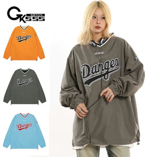 Áo nỉ nam Gksss phong cách Mỹ đường phố cao cấp thêu in hình cổ chữ V giản dị dài tay hàng đầu