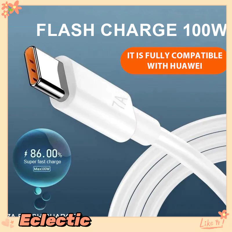 - Eclectic - Cáp dữ liệu Type-C sạc siêu nhanh 7A cho cáp sạc Flash điện thoại Huawei Mate 40pro Glory