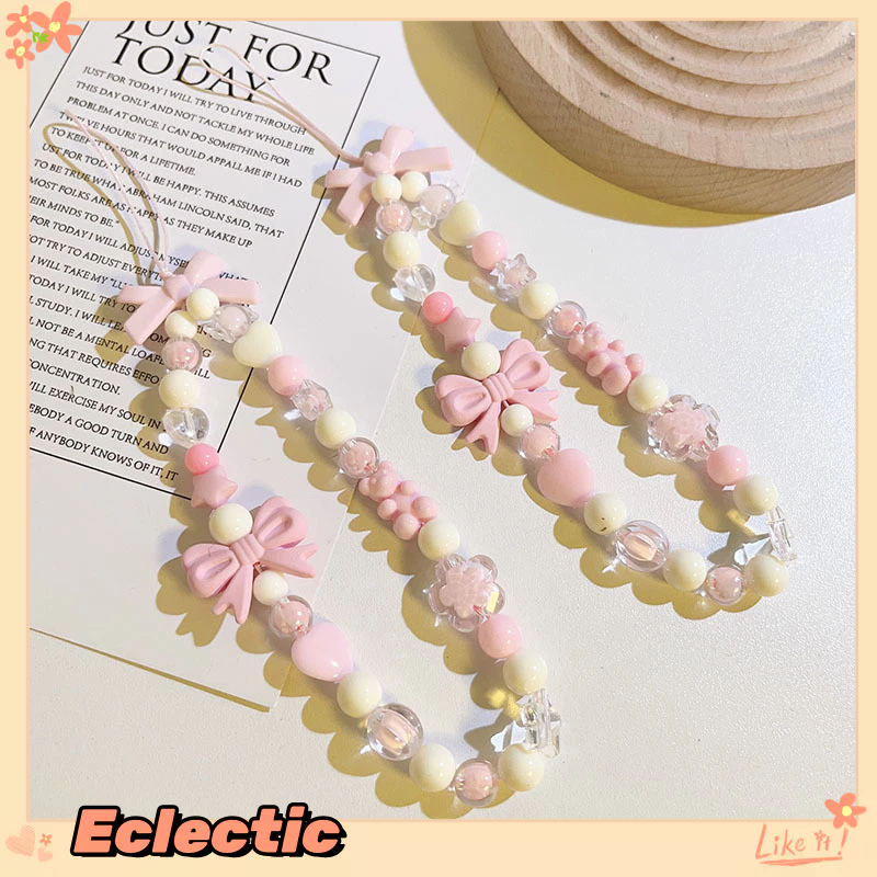 - Eclectic - Dây Đeo Điện Thoại Ins chuỗi điện thoại di động nơ hạt màu hồng chuỗi treo Chú thỏ hồng ngọt ngào dễ thương