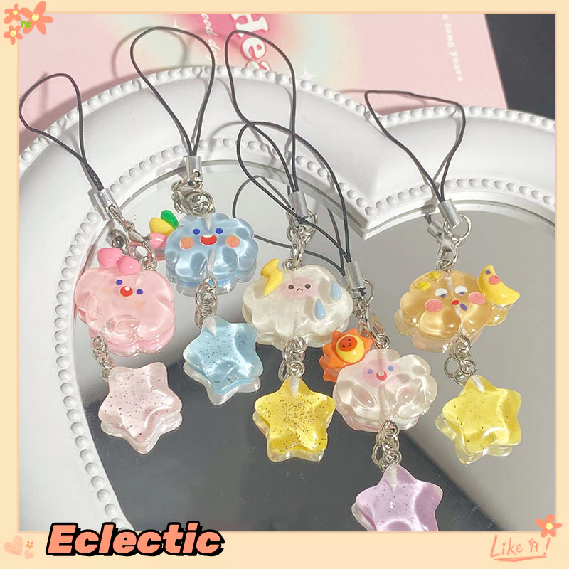 - Eclectic - Dây chuyền điện thoại di động hình ngôi sao đám mây mặt dây chuyền ba lô dễ thương theo phong cách