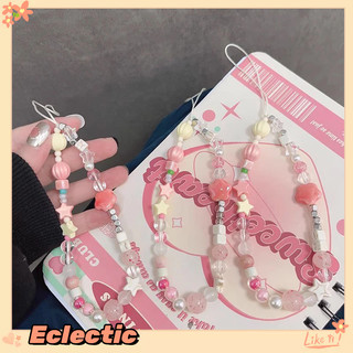 - Eclectic - Chuỗi điện thoại đính cườm ngôi sao đầy màu sắc Cô gái Phong cách ngọt ngào Dây chuyền điện thoại tinh tế