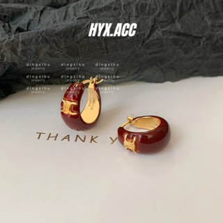 Bông Tai Nữ Vintage Đỏ Nhỏ Giọt Nhẫn Bông Tai Vàng 22K