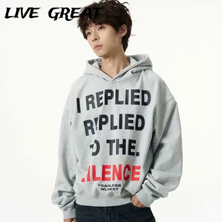  Live GREA Áo len nam xu hướng mới thời trang cá tính in chữ dáng rộng phù hợp với áo len có mũ trùm đầu 