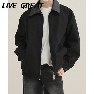  LIVE GREAT Áo khoác nam sống tuyệt vời mới hợp thời trang tương phản màu thiết kế khâu cảm giác dáng rộng đồng phục bóng chày phù hợp 