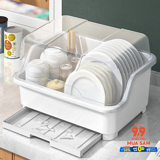 Hộp Đựng Chén Dĩa Ráo Nước Chống Bụi Có Nắp Đậy Tiện Dụng Cho Nhà Bếp
