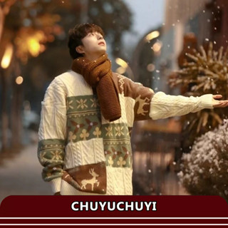 Cao Cấp Thời Trang Nam Thương Hiệu Áo Len Dày Thu Đông Mỹ Giáng Sinh Vintage Áo Len Thời Trang