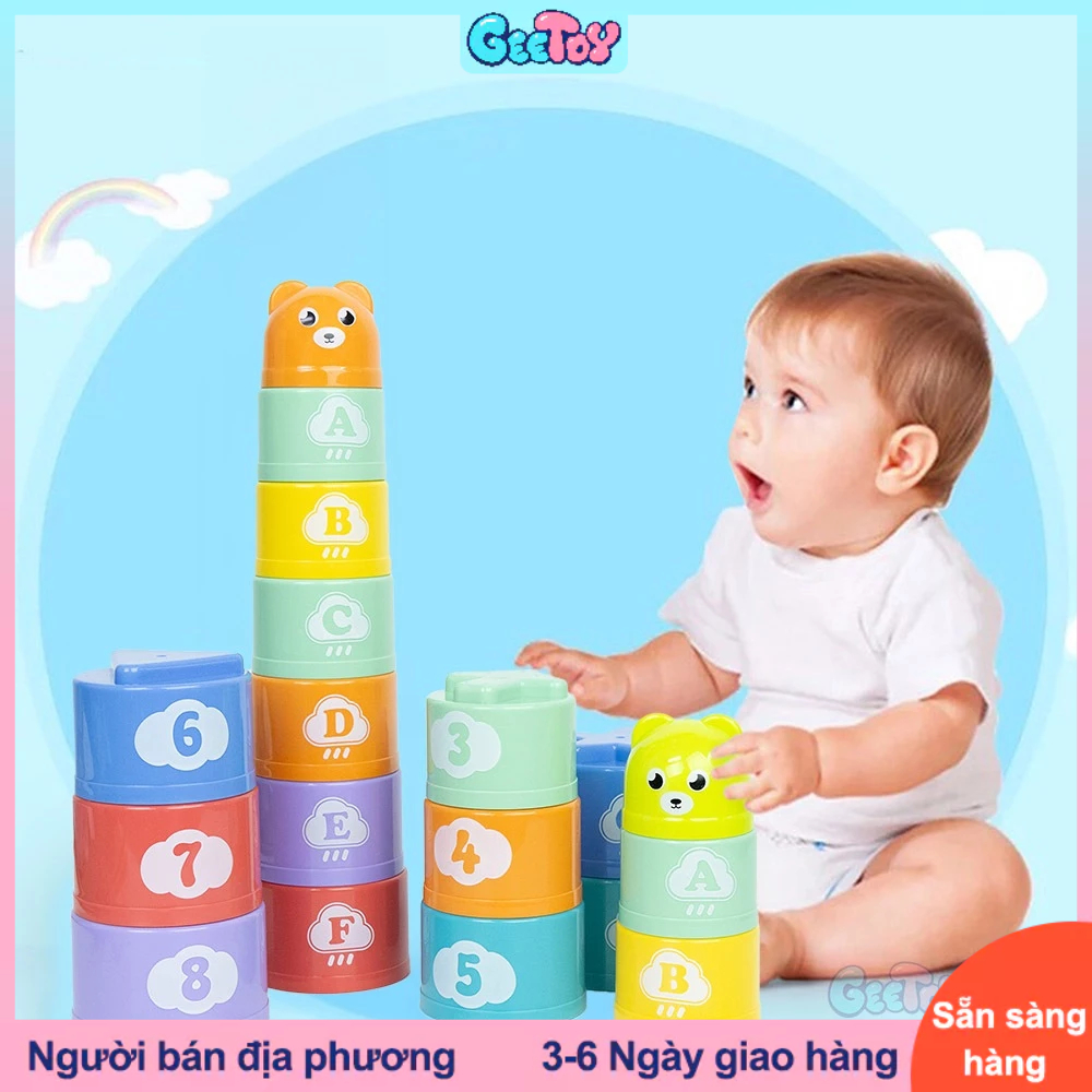 GeeToy Cốc xếp chồng cho bé Tháp xếp chồng Đồ chơi học tập sớm Bộ cốc Đồ chơi giáo dục cho trẻ em