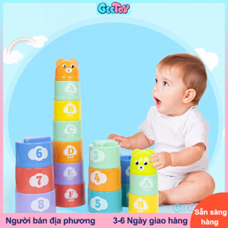 GeeToy Cốc xếp chồng cho bé Tháp xếp chồng Đồ chơi học tập sớm Bộ cốc Đồ chơi giáo dục cho trẻ em