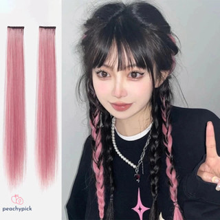 🍑peach🍑 Tóc Giả Kẹp dài thẳng xoăn High light 60cm-Tóc Nối Giả Dạng Thẳng Nhuộm Ombre Phong Cách Hàn Quốc,tóc giả