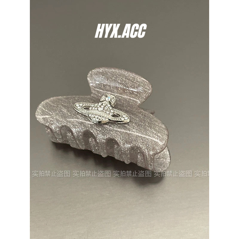 Barrettes Y2K Sweet Cool Planet Zircon Kẹp tóc Barrettes Cá mập sáng bóng Barrettes Barrettes