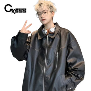  Áo khoác da nam GKSSS áo khoác phi công Harrington màu trơn cao cấp mát mẻ phong cách Mỹ 