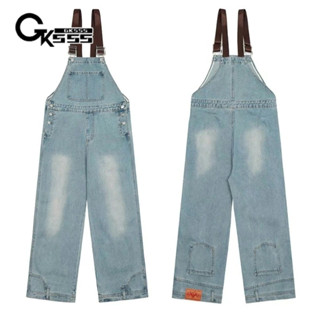Quần yếm denim nam Gksss thời trang Hàn Quốc dáng rộng giản dị màu trơn kiểu dáng cổ điển kiểu Mỹ