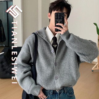 Tianlesiwei Phong cách Hàn Quốc đơn giản nam nữ áo len dệt kim dáng rộng mùa thu đông cổ cao áo len phong cách lười biếng