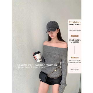Áo sweater Tay Dài Lệch Vai Kiểu Vintage Cá Tính Cho Nữ