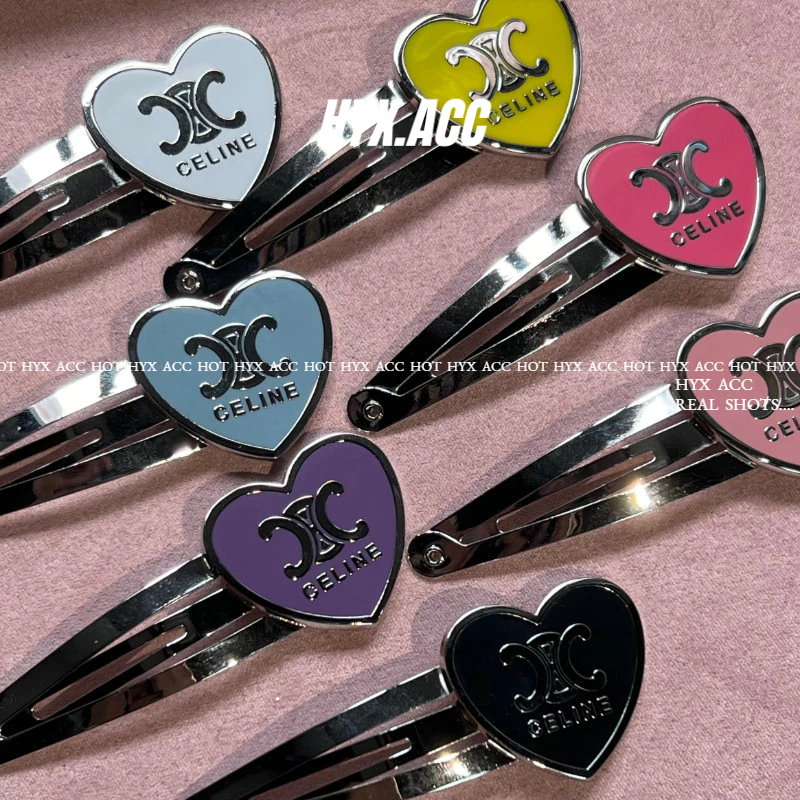 Barrettes Ngọt Ngào Nhiều Màu Sắc Hình Trái Tim Kim Loại Barrettes BB Clip Nổ Bên Barrettes