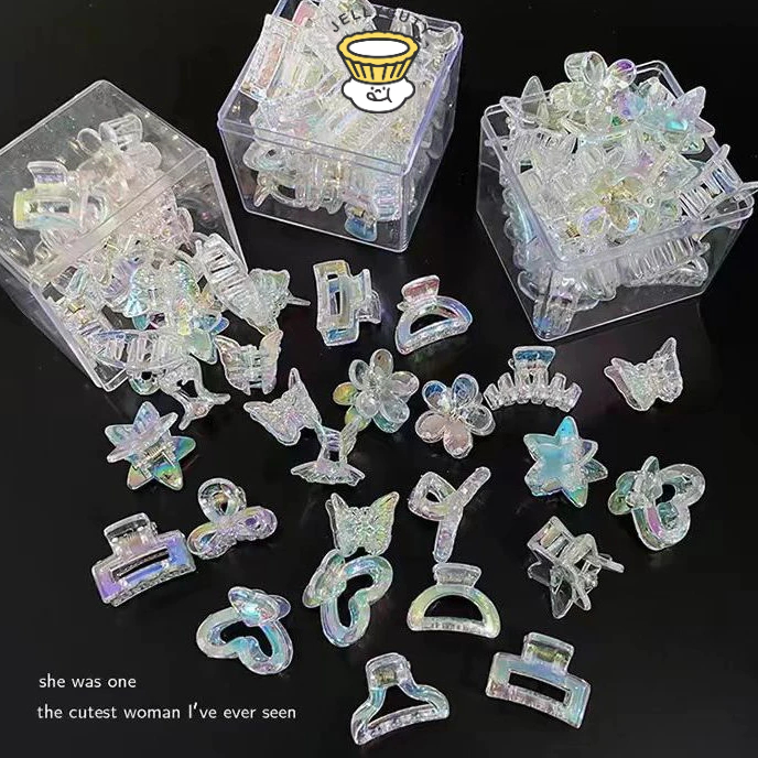 🍥jellycuty🍥Kẹp Tóc mini Trong Suốt Nhiều Màu Thời Trang Cho Nữ/Kẹp Tóc  Laser Giả Tưởng Nhỏ Vuốt Tóc Siêu Bất Tử Tính Khí Cô Gái Nổ