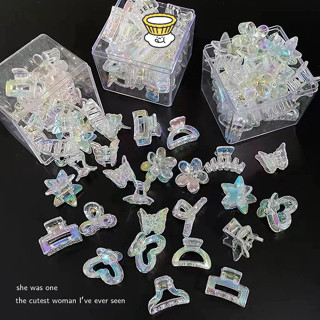 🍥jellycuty🍥Kẹp Tóc mini Trong Suốt Nhiều Màu Thời Trang Cho Nữ/Kẹp Tóc  Laser Giả Tưởng Nhỏ Vuốt Tóc Siêu Bất Tử Tính Khí Cô Gái Nổ
