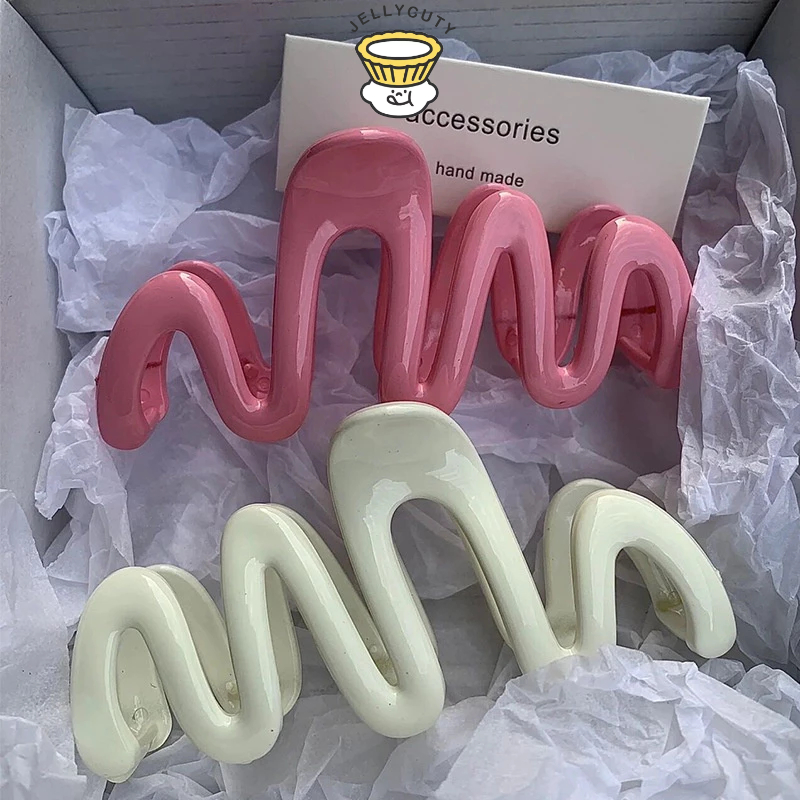 🍥jellycuty🍥Kẹp Tóc Gợn Sóng, Trái Tim Bằng Acrylic Cho Nữ