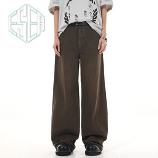 Quần jean nam ESEA, quần dài kiểu dáng trung tính màu nâu dáng rộng phong cách cổ điển kiểu dáng trung tính