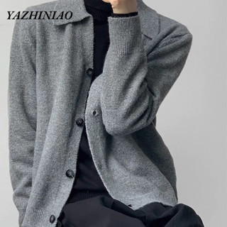  YAZHINIAO Áo len nam phiên bản Hàn Quốc theo xu hướng đơn giản retro hoang dã cảm giác thư giãn áo len cardigan 
