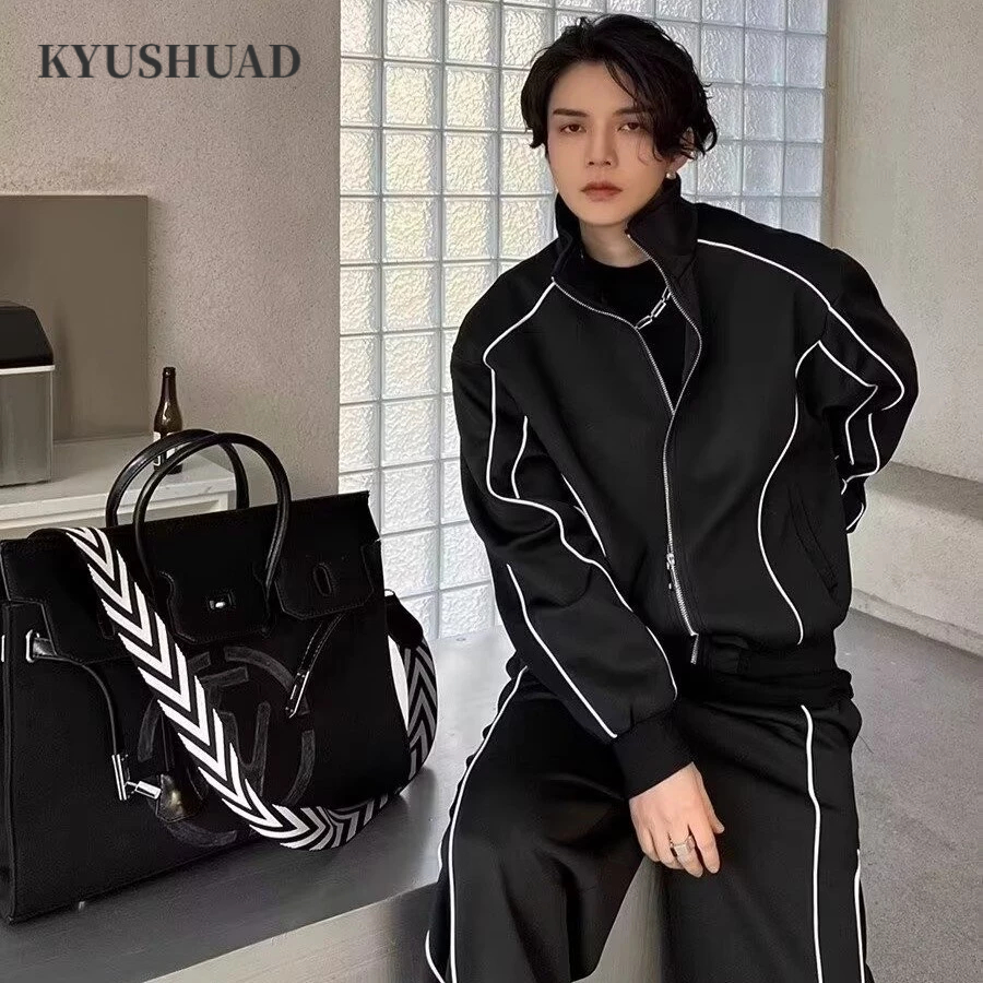 Áo khoác + quần nam KYUSHUAD phiên bản Hàn Quốc theo cảm giác cao cấp của đồ thể thao hai thanh thông thường dành cho cặp đôi nam