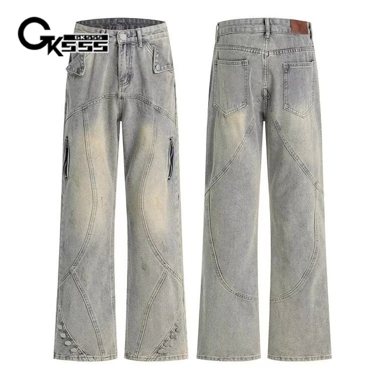 Gksss Quần Jean Nam Mỹ retro Rời Thường Ngày Giặt Đau Khổ vibe Quần Phố Cao Cấp Thoáng Mát
