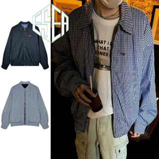 Áo khoác nam ESEA American retro kẻ sọc hai mặt dáng rộng giản dị phong cách trung tính áo khoác đơn giản