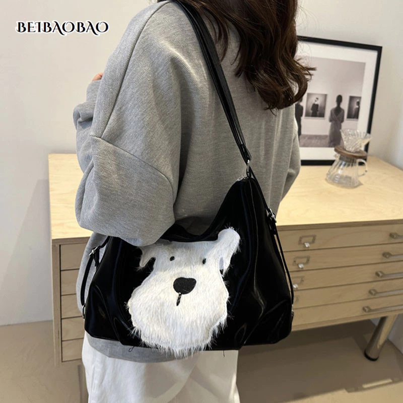 BEIBAOBAO Túi tote hai vai họa tiết hợp thời trang mới hoạt hình đơn giản đa năng túi xách dung tích lớn