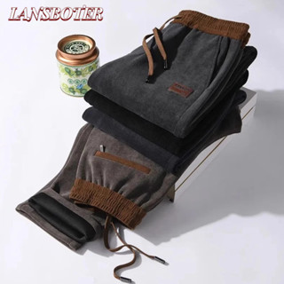 Lansboter Nam Co Giãn Quần Mùa Đông Mới Thẳng Phù Hợp Với Quần Thể Thao Rời Lót Lông Cừu