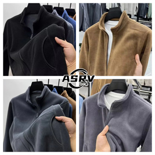 Áo len lông cừu ASRV Áo khoác nam đơn sắc mùa thu đông