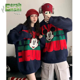  Áo len nam EERSHENSHI Bầu không khí Giáng sinh hoạt hình đơn giản Áo len jacquard chữ Mickey 