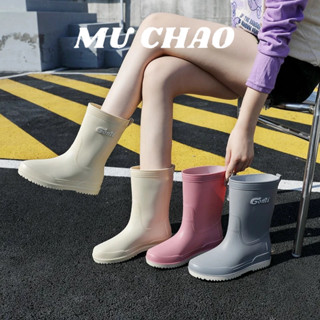 MUCHAO Ủng Đi Mưa Cổ Thấp Chống Thấm Nước Thời Trang Phong Cách Hàn Quốc Cho Nữ