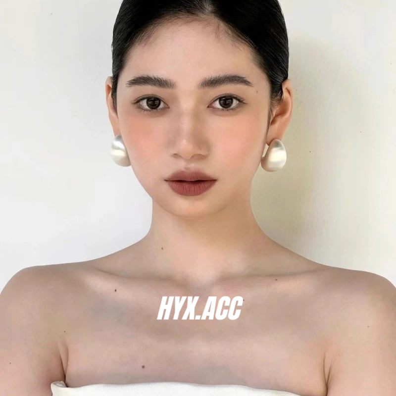 Bông Tai Nữ Pháp Retro Bạc Phóng Đại Giọt Nước Bông Tai Lớn