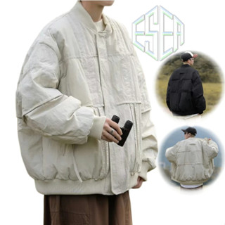 Áo khoác cotton nam ESEA kiểu Mỹ cổ điển dáng rộng giản dị mát mẻ phong cách chức năng áo khoác cotton màu trơn