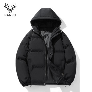 Áo khoác cotton nam HANLU có mũ trùm đầu dày ấm áp dáng rộng giản dị đơn giản đa năng cặp đôi hàng đầu