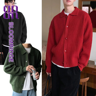 BLOOMRIDGE Đàn ông Áo len màu trơn màu đỏ