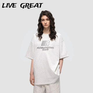Live GREA Áo thun nam ngắn tay kiểu Mỹ cổ điển đơn giản in chữ cái dáng rộng