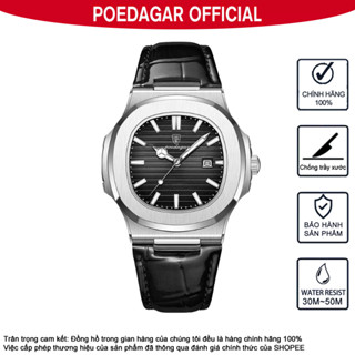 Đồng Hồ Nam Dây Da Thật Chính Hãng POEDAGAR 613 Đồng Hồ Vuông Tàu Ngầm Đồng Hồ Phong Cách Kinh Doanh Sang Trọng Đồng Hồ Thời Trang Nam Quà Tặng